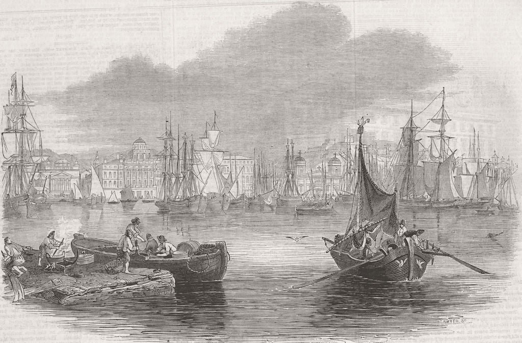 ITALY. Trieste-The Harbour 1846 old antique vintage print picture